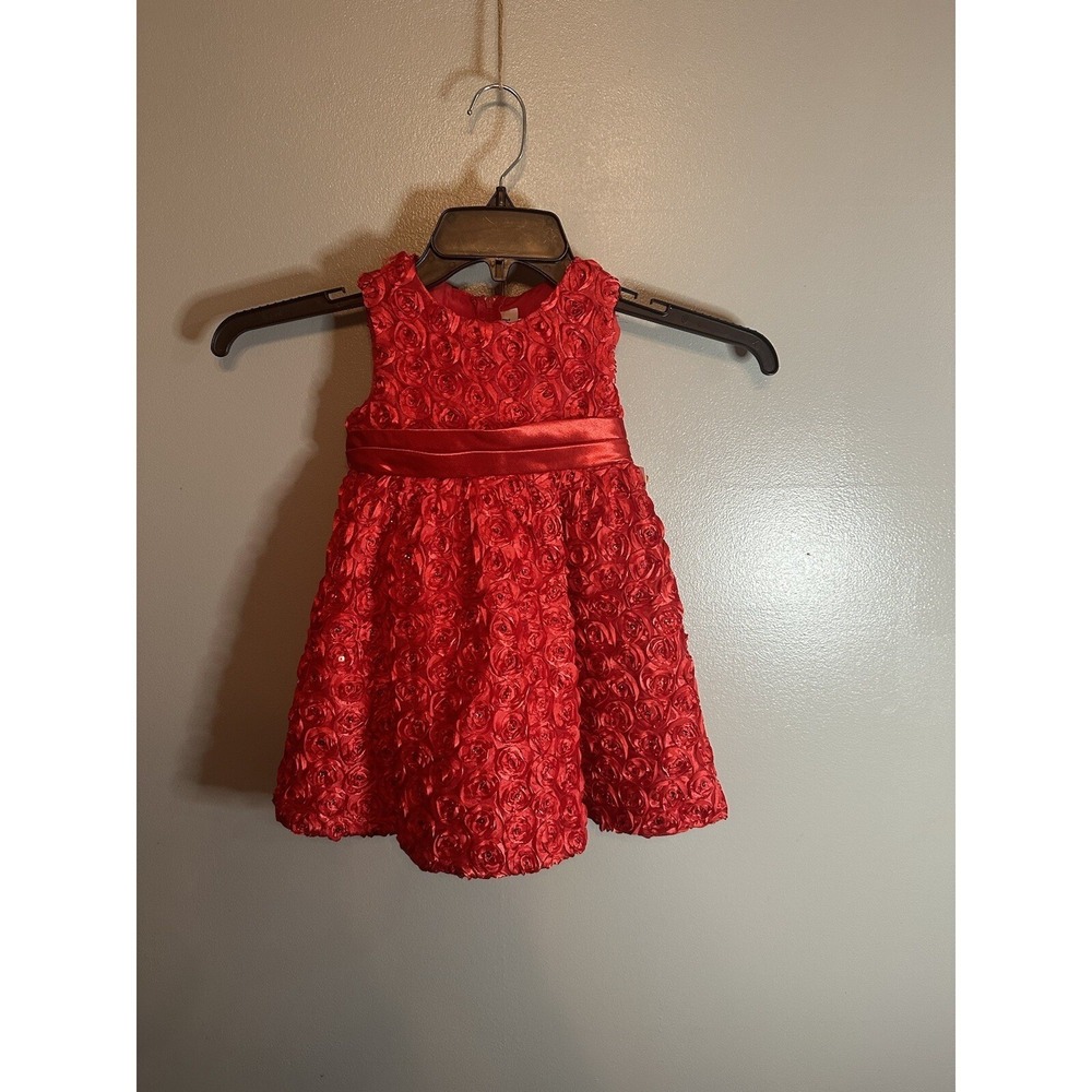 Rare‎ Too Toddler Girls Red Rosette Sequin Satin Bow Party Dress 24M NWT